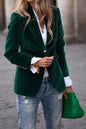 One-Button Lapel Collar Long Sleeve Blazer for Women FitiqueFit