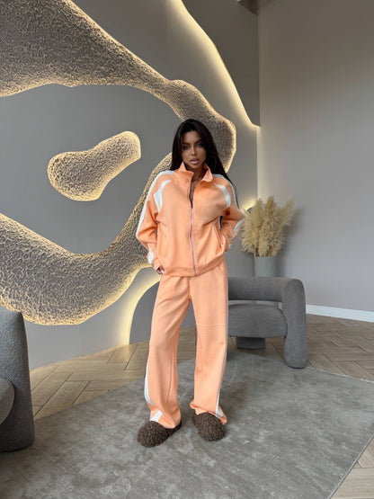 Women’s Long-Sleeve Zip-Up Jacket and Sweatpants Two-Piece Set FitiqueFit