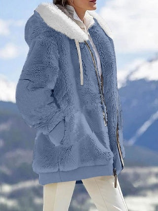 Plush Hooded Jacket – Oversized Fleece Zip-Up with Pockets FitiqueFit