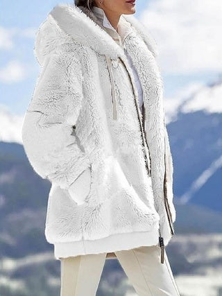Plush Hooded Jacket – Oversized Fleece Zip-Up with Pockets FitiqueFit