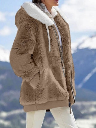 Plush Hooded Jacket – Oversized Fleece Zip-Up with Pockets FitiqueFit
