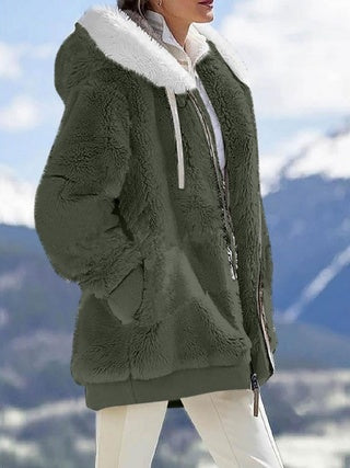Plush Hooded Jacket – Oversized Fleece Zip-Up with Pockets FitiqueFit