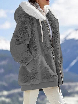 Plush Hooded Jacket – Oversized Fleece Zip-Up with Pockets FitiqueFit