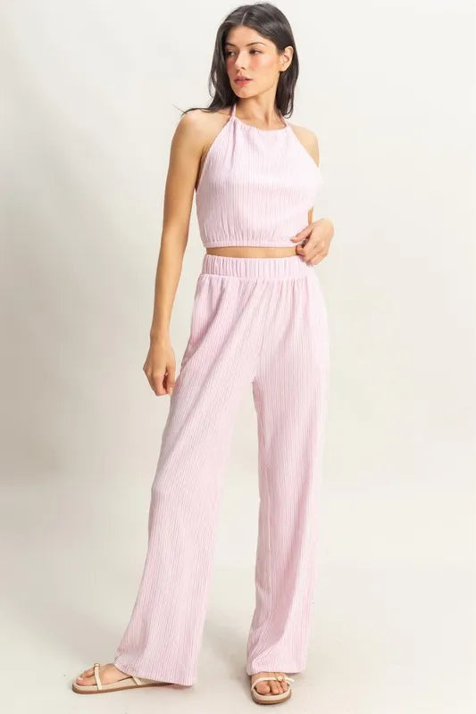 HYFVE Striped Halter Neck Top and Pants Set West2East Surf