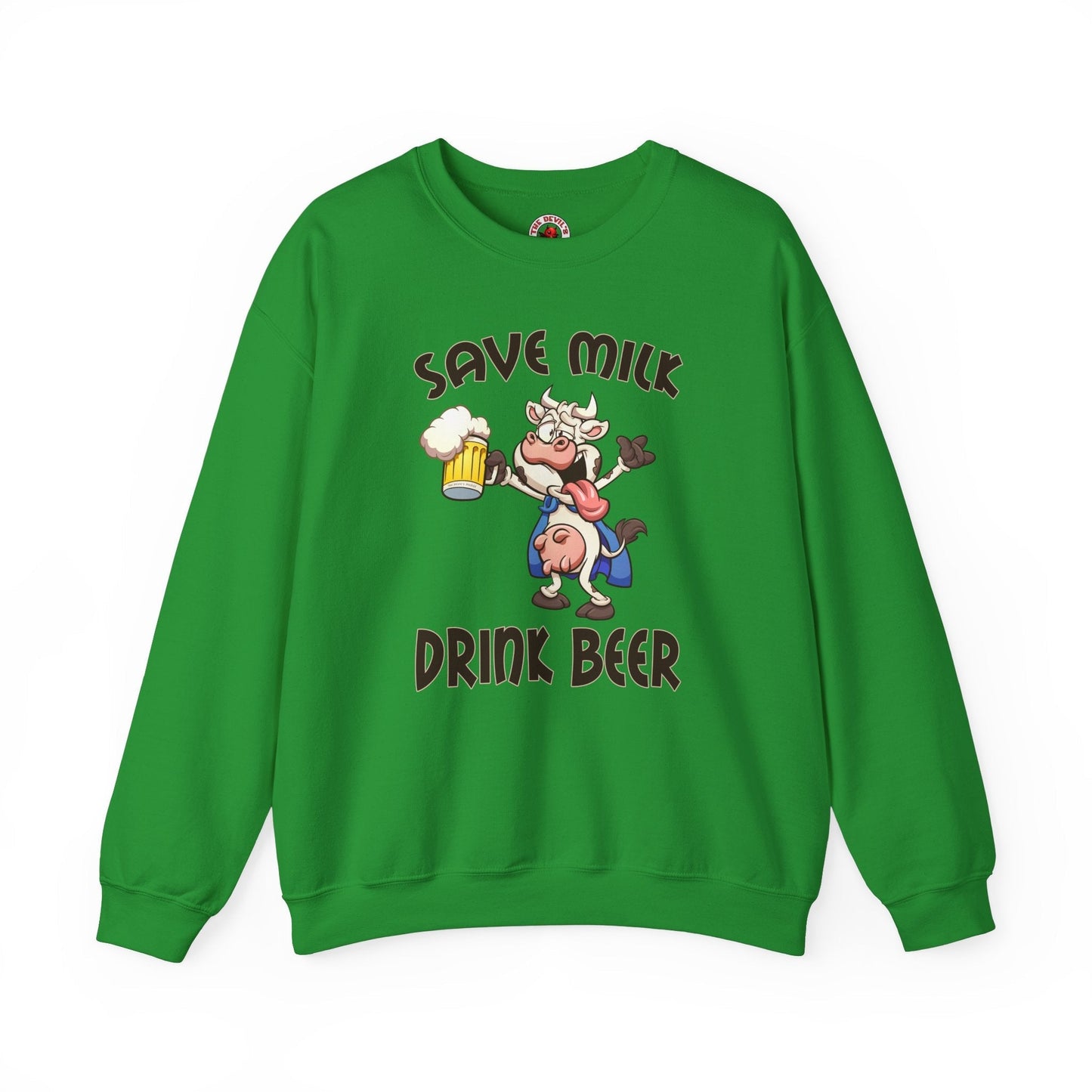Save Milk Drink Beer Crewneck Sweatshirt The Devil's Pickle