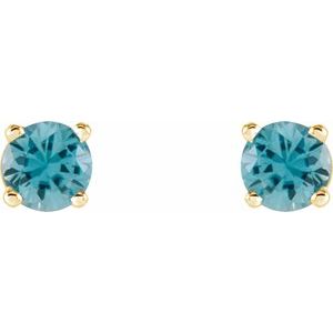 14K Yellow 4 mm Natural Blue Zircon Earrings Ethereal Legacy Boutiques