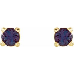 14K Yellow 2.5 mm Lab-Grown Alexandrite Earrings Ethereal Legacy Boutiques