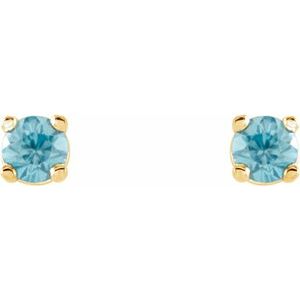 14K Yellow 2.5 mm Natural Blue Zircon Earrings