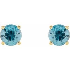 14K Yellow 5 mm Natural Blue Zircon Earrings Ethereal Legacy Boutiques