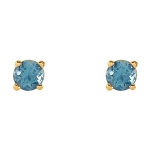 14K Yellow 4 mm Natural Swiss Blue Topaz Earrings Ethereal Legacy Boutiques