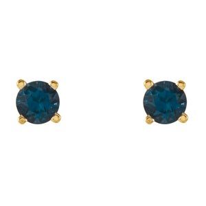 14K Yellow 4 mm Natural London Blue Topaz Earrings Ethereal Legacy Boutiques