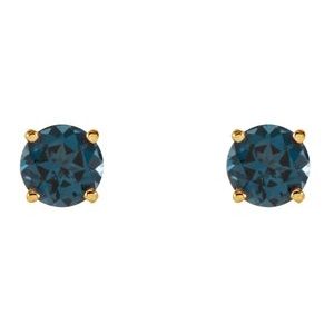 14K Yellow 5 mm Natural London Blue Topaz Earrings Ethereal Legacy Boutiques