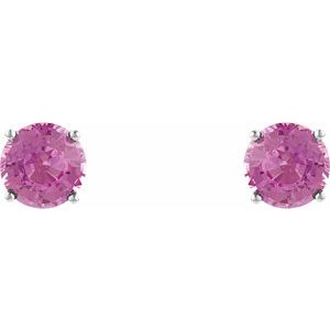 14K White 5 mm Natural Pink Tourmaline Earrings Ethereal Legacy Boutiques
