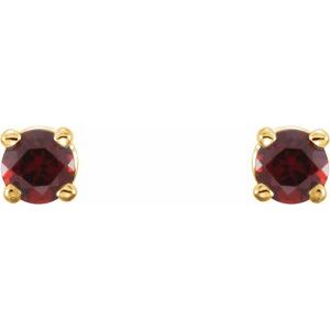 14K Yellow 2.5 mm Natural Mozambique Garnet Earrings Ethereal Legacy Boutiques