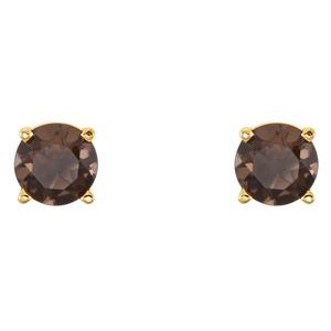 14K Yellow 5 mm Natural Smoky Quartz Earrings Ethereal Legacy Boutiques
