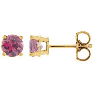 14K Yellow 2.5 mm Natural Pink Tourmaline Earrings Ethereal Legacy Boutiques