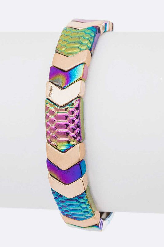 Holographic Mix Textured Stretch Chevron Bracelet Shop Style & More | Fresh Looks, Everyday Deals & Free Shipping