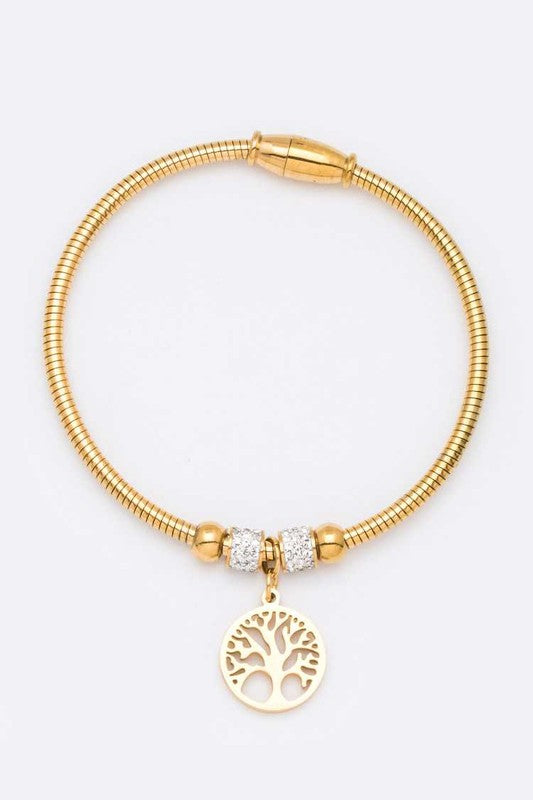 Stainless Steel Tree Charm Wired Bracelet Shop Style & More | Fresh Looks, Everyday Deals & Free Shipping
