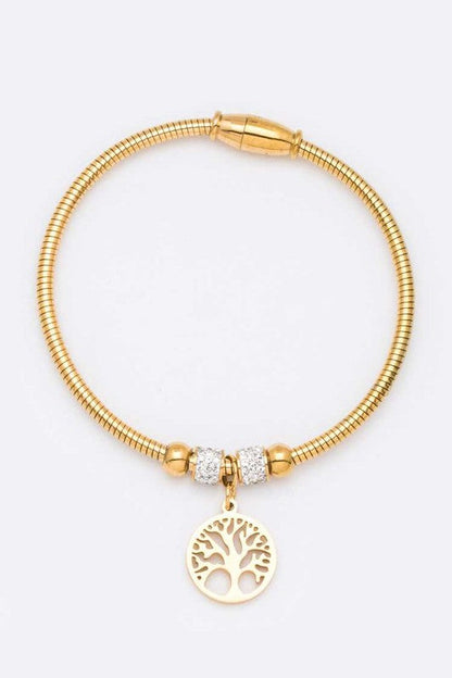 Stainless Steel Tree Charm Wired Bracelet Shop Style & More | Fresh Looks, Everyday Deals & Free Shipping