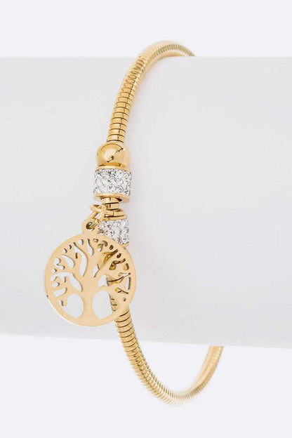 Stainless Steel Tree Charm Wired Bracelet Shop Style & More | Fresh Looks, Everyday Deals & Free Shipping