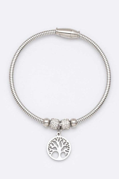 Stainless Steel Tree Charm Wired Bracelet Shop Style & More | Fresh Looks, Everyday Deals & Free Shipping