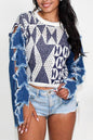 ATHINA STAR SLEEVE KNIT DENIM CONTRAST TOP Shop Style & More | Fresh Looks, Everyday Deals & Free Shipping