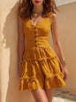 Women's Sleeveless Linen Button-Up Midi Dress FitiqueFit
