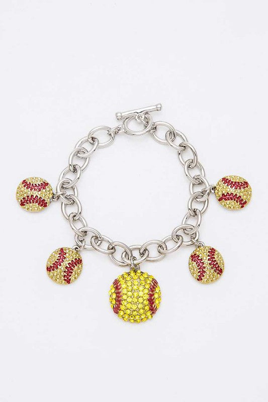 Crystal Softball Charm Toggle Bracelet Shop Style & More | Fresh Looks, Everyday Deals & Free Shipping