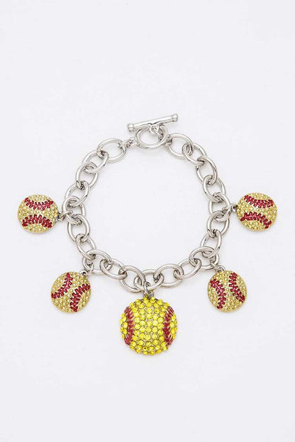 Crystal Softball Charm Toggle Bracelet Shop Style & More | Fresh Looks, Everyday Deals & Free Shipping