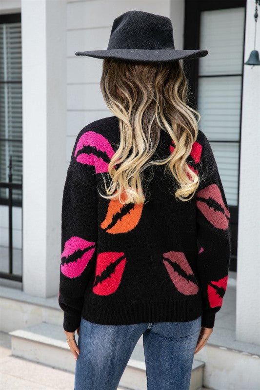 All over lips v neck sweater Shop Style & More | Fresh Looks, Everyday Deals & Free Shipping