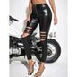 High Waist Leather Pants with Knee Cutouts | Country & Rock Style for Bar & Party Wear Country in My Heart