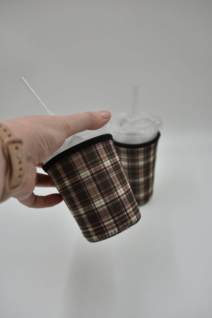 Plaid Coffee Sleeve | Reusable Neoprene Iced Coffee Cup Cover 16-24oz Cowboy Print Eco-Friendly Insulator for Grande & Venti Cups BashDesignsCo