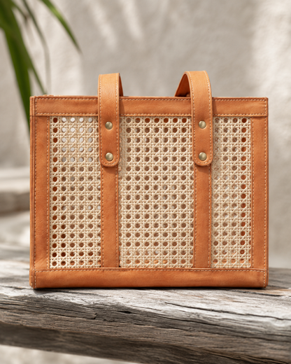 Raja Leather and Cane Everyday Bag Village Thrive