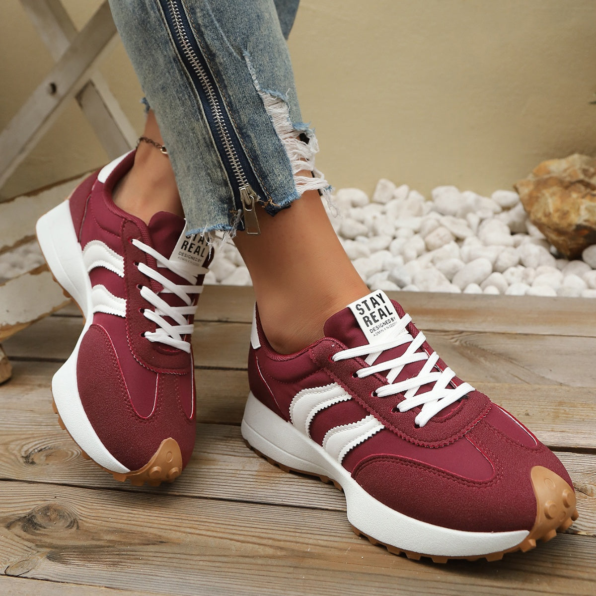 Round Toe Lace Up Sneakers New Era Fashion LLc
