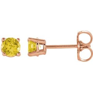 14K Rose 4 mm Natural Yellow Sapphire Earrings Ethereal Legacy Boutiques