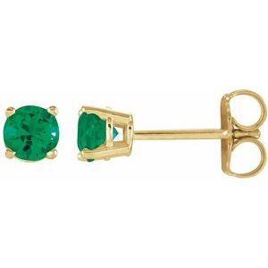 14K Yellow 4 mm Natural Emerald Earrings Ethereal Legacy Boutiques