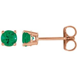 14K Rose 4 mm Natural Emerald Earrings Ethereal Legacy Boutiques