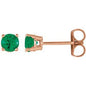 14K Rose 4 mm Natural Emerald Earrings Ethereal Legacy Boutiques