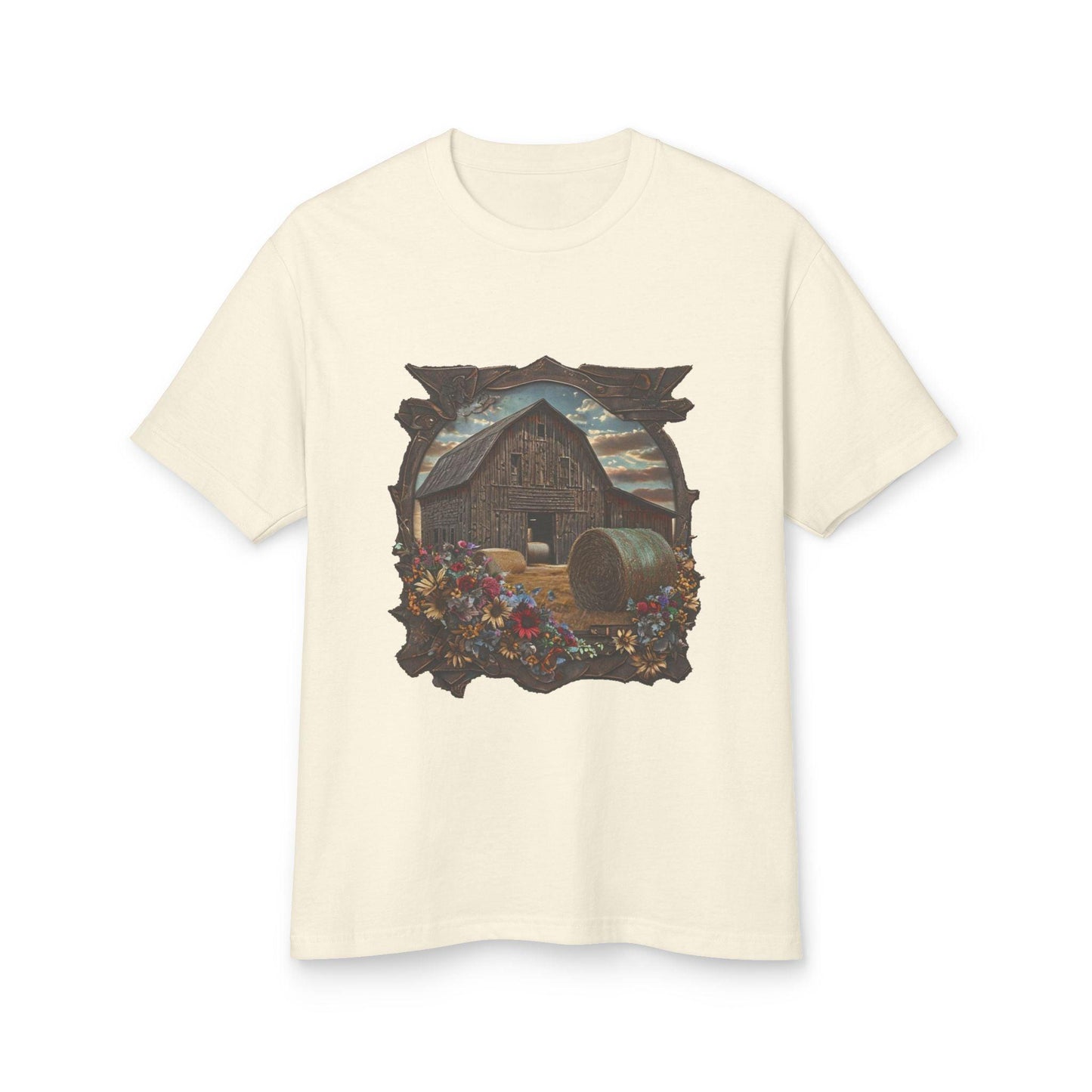 Weathered Barn and Wildflowers Tee Country in My Heart