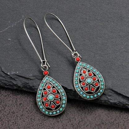 Boho Teardrop Earrings Alloy Ethnic Beads Flower Earrings Colorful Ear Jewelry NovaCart