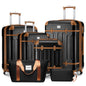 LARVENDER Luggage Sets 6 Piece Expandable Luggage Hardshell Suitcase Sets with Spinner Wheels TSA Locks Vintage Travel Luggage Set Clearance for Men and Women Black Brown New Era Fashion LLc