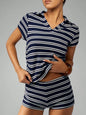 Striped Knit Short Sleeve Top & Shorts Set New Era Fashion LLc