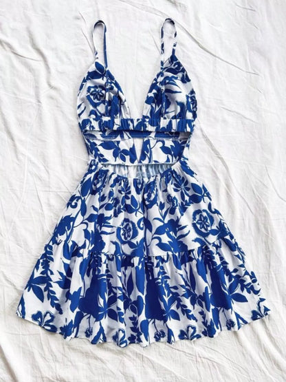 Floral Print V-Neck Tiered Mini Dress New Era Fashion LLc
