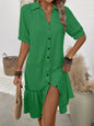 Women's Puff Sleeve Ruffled Hem Mini Dress – Solid Color FitiqueFit