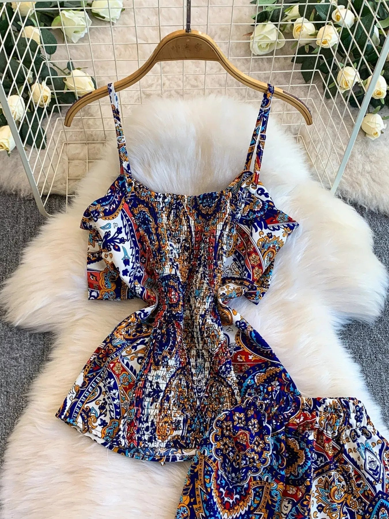 Printed Cami and Wide Leg Pants Set New Era Fashion LLc