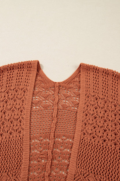 Redwood Burl Mixed Pattern Knitted Open Front Plus Cardigan Garden Naked Curves