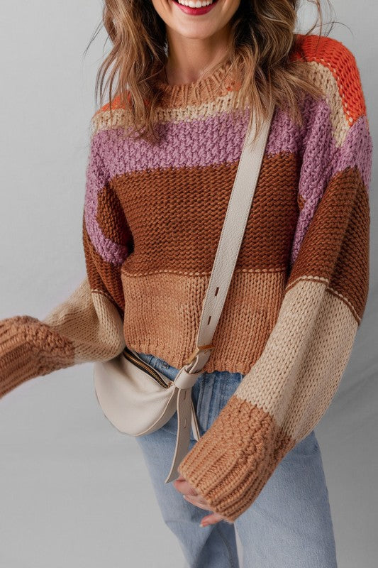Colorblock Drop Shoulder Cropped Sweater Shop Style & More | Fresh Looks, Everyday Deals & Free Shipping