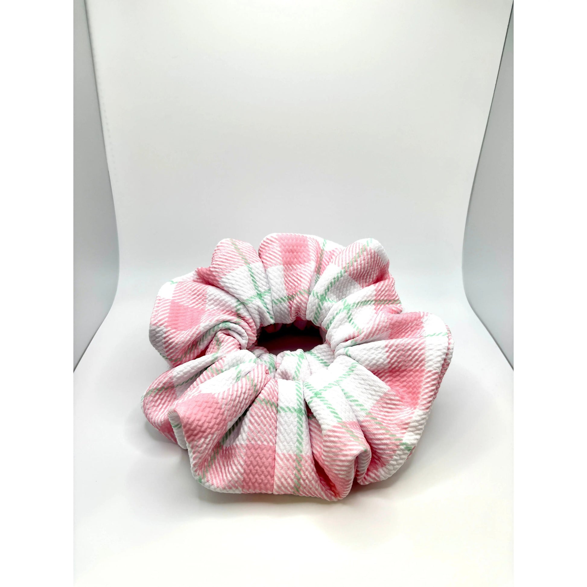 Pink & Green Plaid Spring Bullet Scrunchie Enchanted Scrunch