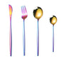 Portuguese Stainless Steel Knife Fork Spoon Golden Steak Knife Fork Set Four-Piece Tableware Set