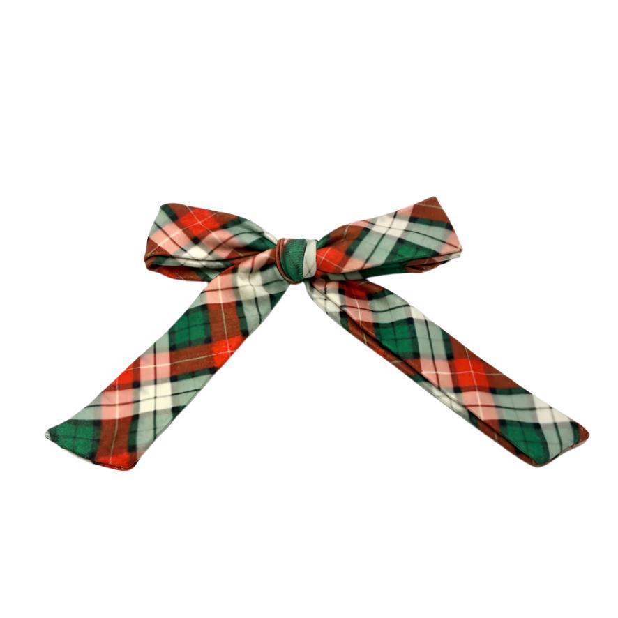 Red & Green Plaid Christmas Bow Enchanted Scrunch